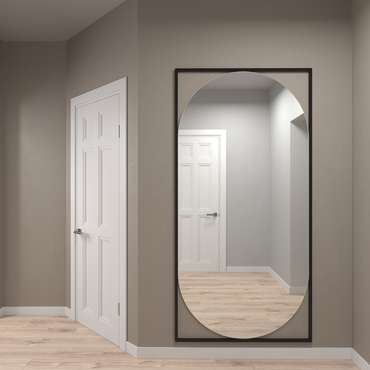 Дизайнерское настенное большое зеркало Kvaden XL в полный рост в металлической раме черного цвета