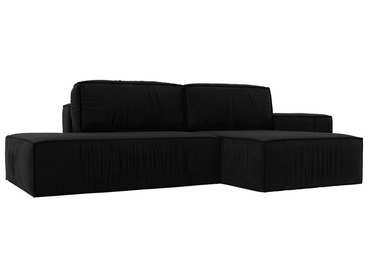 Угловой диван-кровать Прага модерн черного цвета правый угол
