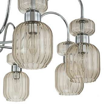 Люстра на штанге Gloss 1141/8PL Chrome/Beige (стекло, цвет бежевый)