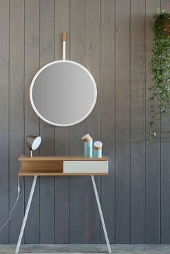 Настенное зеркало Hang Mirror Blanco белого цвета