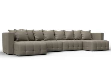 Угловой диван-кровать Лига-052 Лонг бежевого цвета (экокожа)