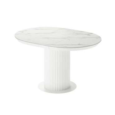 Раздвижной обеденный стол Фрах S со столешницей цвета белый мрамор