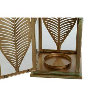 Фонарь DKD Home Decor Позолоченный Металл 16,5 x 16,5 x 50 cm Лист растения