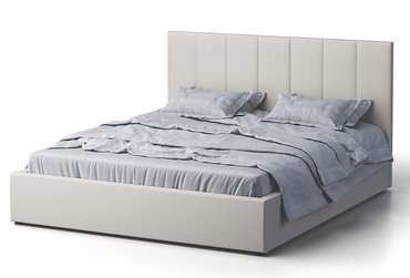 Кровать Венера-3 160х190 белого цвета с подъемным механизмом (экокожа)