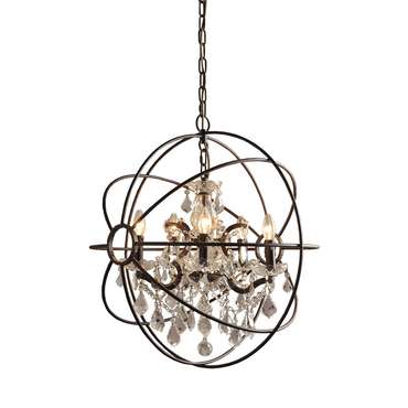 Подвесной светильник Gramercy Home IRON с подвесками из прозрачного хрусталя