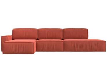 Угловой диван-кровать Прага модерн лонг кораллового цвета левый угол