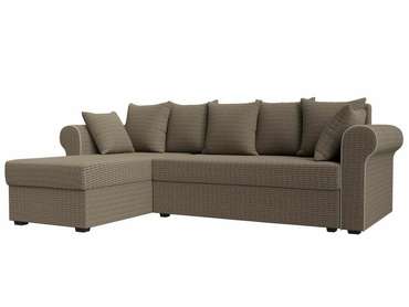 Угловой диван-кровать Рейн бежево-коричневого цвета левый угол