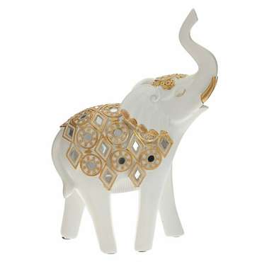Фигурка декоративная Слон бело-золотого цвета