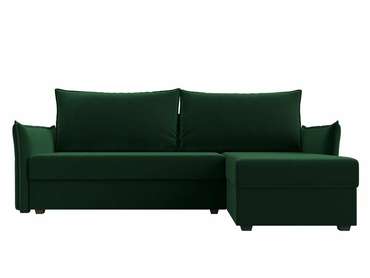 Угловой диван-кровать Лига 004 темно-зеленого цвета угол правый 