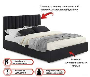 Кровать с подъемным механизмом Olivia 140х200 черного цвета