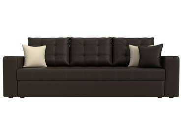 Прямой диван-кровать Ливерпуль темно-коричневого цвета (экокожа)