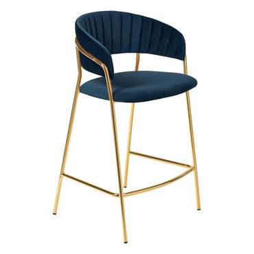 Полубарный стул Turin синего цвета с золотыми ножками
