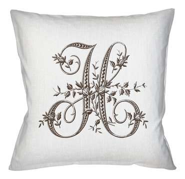 Декоративная подушка Азбука мечты буква H белого цвета