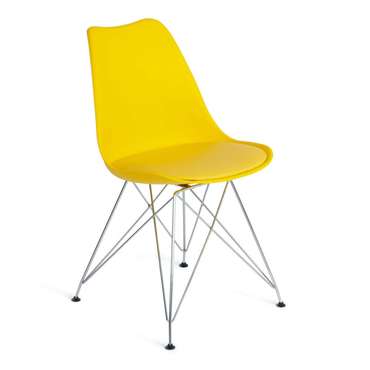 Набор из четырех стульев Tulip Iron Chair желтого цвета