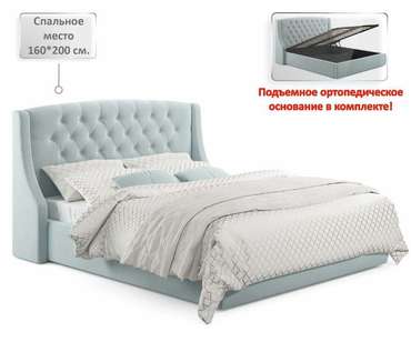Кровать Stefani 160х200 мятного цвета с подъемным механизмом