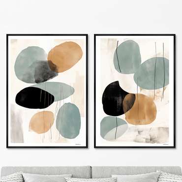 Набор из двух репродукций картин Shapes in pastel colors, 2024г.