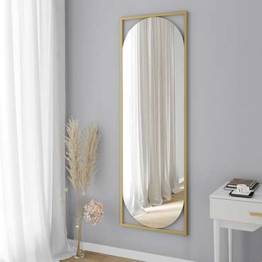 Дизайнерское настенное зеркало в полный рост Kvaden L в металлической раме золотого цвета