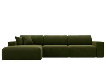 Угловой диван-кровать Лига 036 Классик Лонг зеленого цвета левый угол