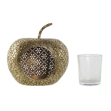 Подсвечник Home ESPRIT Позолоченный Металл Стеклянный 14 x 14 x 13 cm