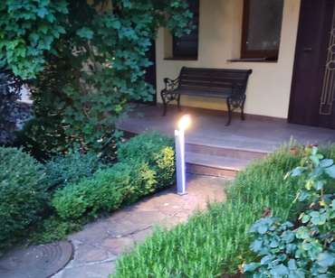 Светильник уличный серый с солнечной батареей w10*24 h80 Led 1,2W (3000K) Декоративная подсветка синий.