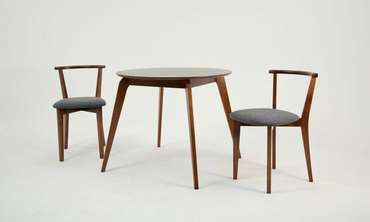 Набор из стола Arki К 90 и двух стульев Франк ПМ коричнево-графитового цвета