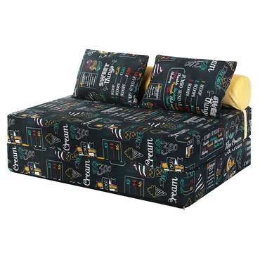 Бескаркасный диван-кровать Puzzle Bag Ice Cream XL черного цвета 