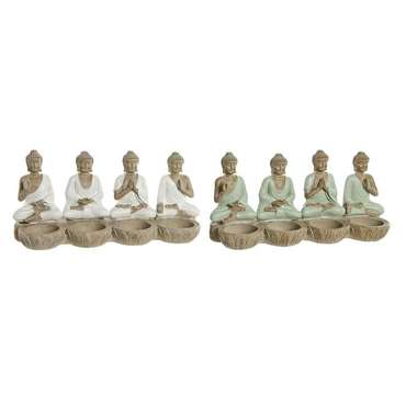 Декоративная фигура Белый Зеленый Будда Восточный 24 x 9 x 11 cm (2 штук)