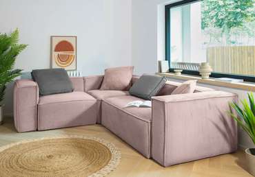 Угловой диван Blok 320х230 розового цвета
