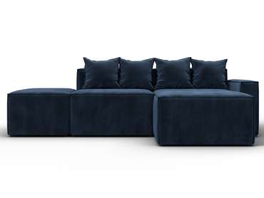 Угловой модульный диван Лига-063 темно-синего цвета правый