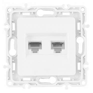 Розетка двойная RJ-11 и Ethernet RJ-45, без рамки 217.44-1.white