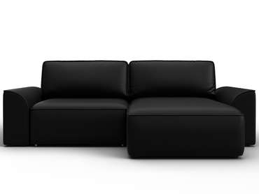 Угловой диван-кровать Лига-048 черного цвета (экокожа)