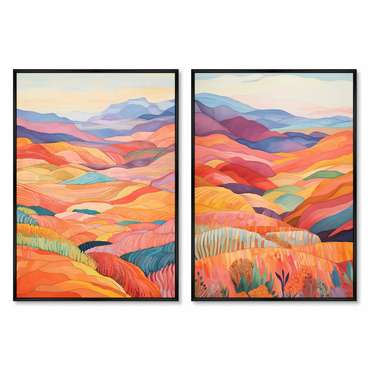 Набор из двух репродукций картин Landscape collection, Patchwork carpet, 2024г.