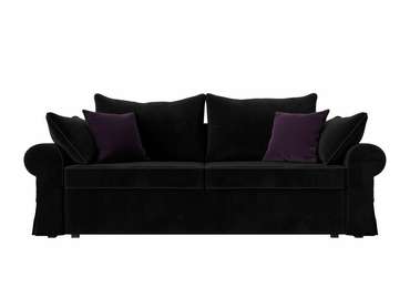 Прямой диван-кровать Элис черного цвета с фиолетовым кантом