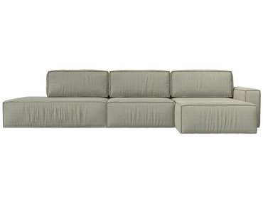 Угловой диван-кровать Прага модерн лонг серо-бежевого цвета правый угол