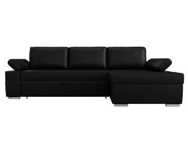 Угловой диван-кровать Канкун черного цвета правый угол (экокожа)