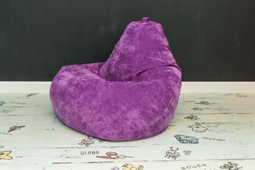 Кресло-мешок Груша в обивке из микровельвета фиолетового цвета 