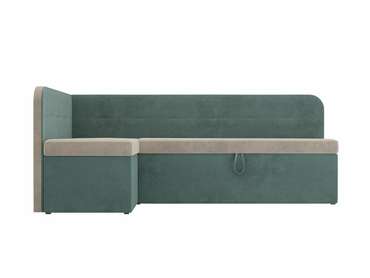 Угловой диван-кровать Форест бирюзово-бежевого цвета левый угол