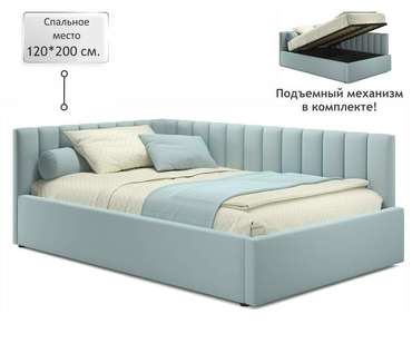 Кровать Milena 120х200 голубого цвета с подъемным механизмом