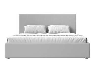 Кровать Кариба 160х200 белого цвета с подъемным механизмом (экокожа) 