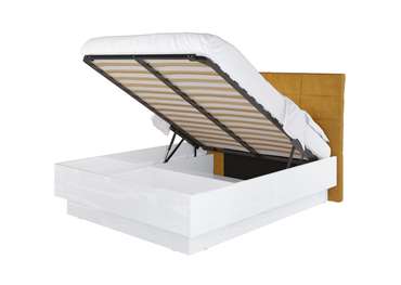 Кровать с подъемным механизмом Amber Comfort 140х200 желтого цвета с белым основанием