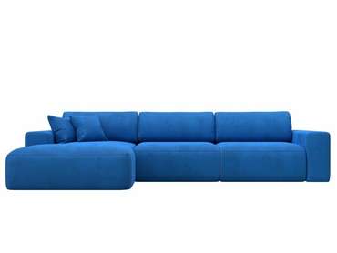 Угловой диван-кровать Лига 036 Классик Лонг темно-голубого цвета левый угол