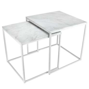 Набор из двух журнальных столиков МеталлАрт М002 белого цвета