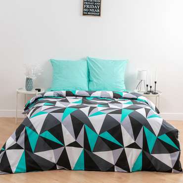 КПБ 'Традиция' дуэт, поплин, 100% хлопок, пл. 118 гр./кв.м., 'Мозаика бирюза комп.'