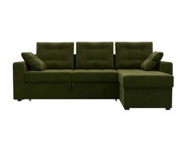 Угловой диван-кровать Камелот зеленого цвета правый угол