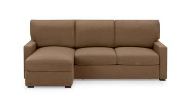 Угловой диван-кровать с оттоманкой Непал коричневого цвета