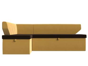 Угловой диван-кровать Омура желто-коричневого цвета левый угол