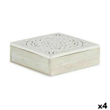 Набор шкатулок Белый Деревянный 22 x 7,5 x 22 cm (4 штук)
