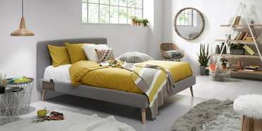 Кровать Lydia 160х200 серого цвета