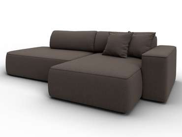 Угловой диван-кровать Лига-065 коричневого цвета правый