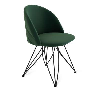 Обеденный стул зеленого цвета на металлическом каркасе